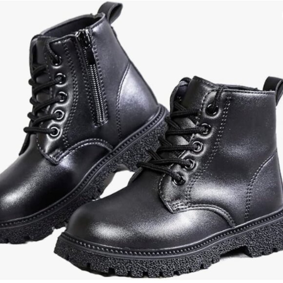 Komfyea Toddler Boots Boy's Girl's Cute Ankle Side Zipper Combat Boots - Picture 2 of 2